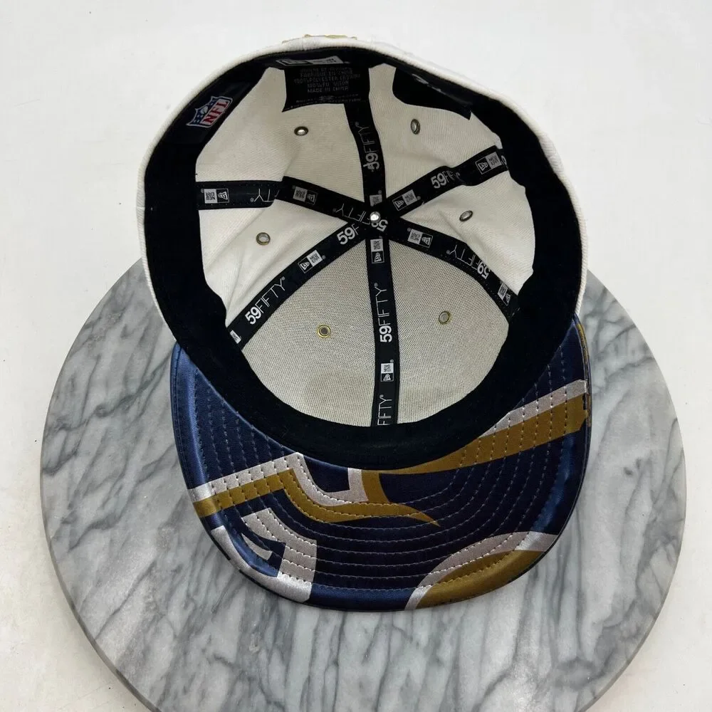New Era Los Angels Rams Mens 7 1/4‎ 59Fifty Fitted Embossed Logo PU Bill Cap